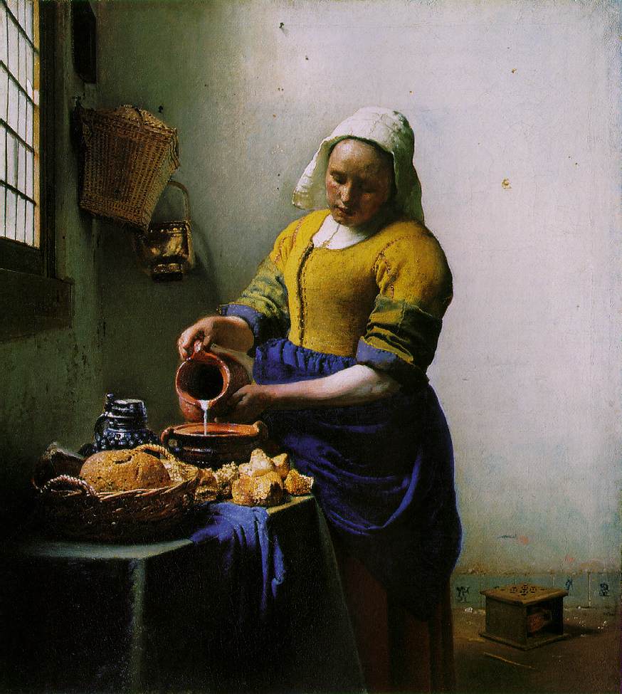 ▲ 얀 베르메르 '우유 따르는 하녀', 1658, 캔버스에 유채, 45.5x41㎝, ⓒ 암스테르담 국립박물관