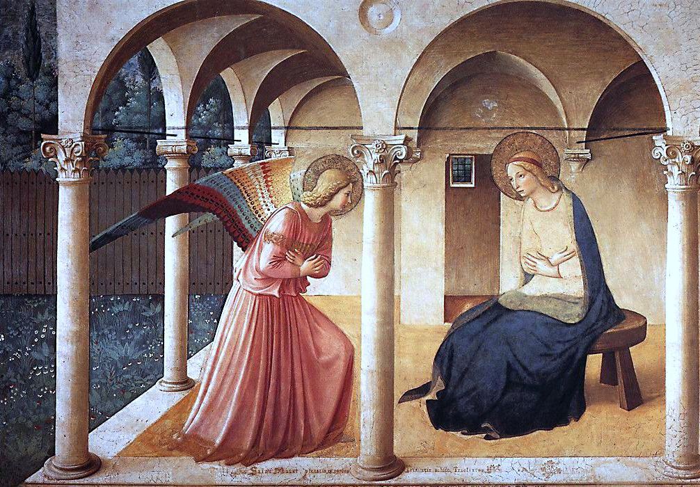 ▲ 프라 안젤리코 '수태고지', 1442~1443, fresco, 230×297㎝ ⓒ 피렌체의 산 마르코 미술관