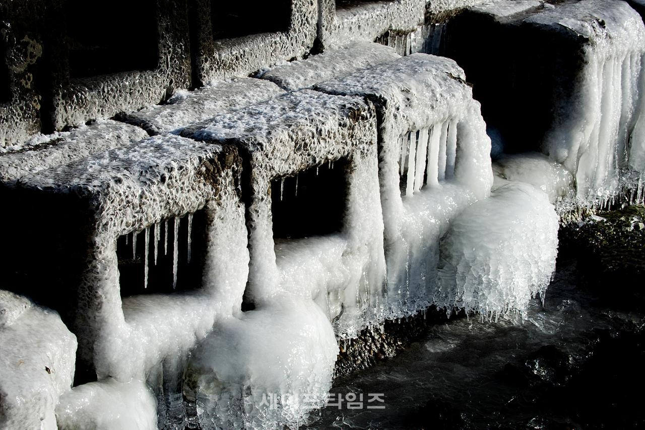 ▲ 서울 한강 망원지구에 얼음이 얼어 한파를 실감케 하고 있다. ⓒ 오건호 사진영상부장