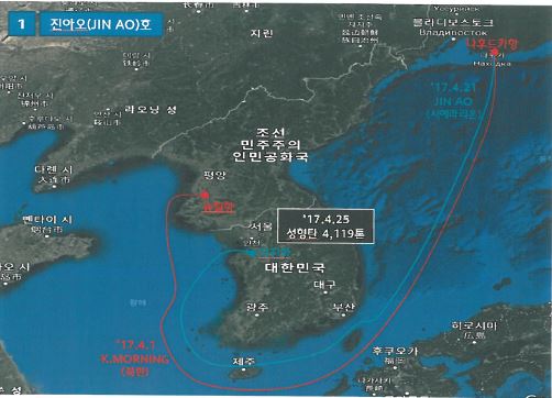 ▲ 북한산 석탄 등 이동경로 ⓒ 관세청