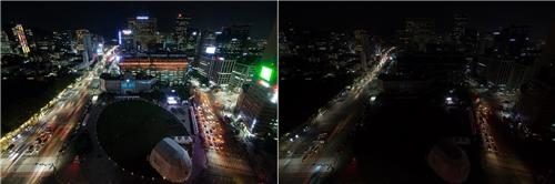 ▲ 지난해 에너지절약 행사때 서울시청 주변 건물들이 소등했다. ⓒ 서울시