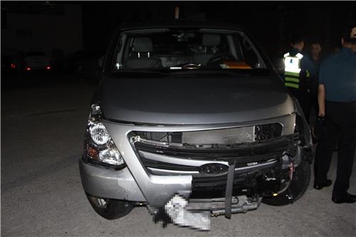 ▲ A씨가 음주운전한 차량이 심하게 파손되어 있다. ⓒ 부산경찰청