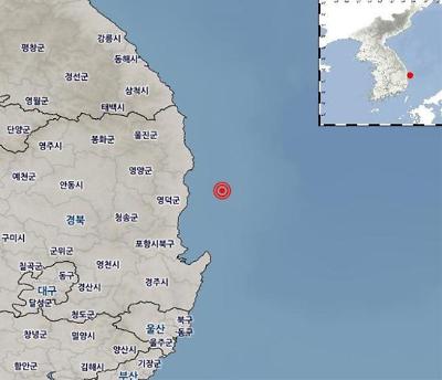 ▲ 17일 오전 2시 16분쯤 경북 영덕군 동북동쪽 해역서 규모 2.2의 지진이 발생했다. ⓒ 기상청