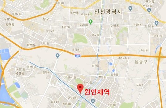 ▲ 인천지하철 1호선이 원인재역에서 고장으로 운행을 멈췄다.  ⓒ 구글 지도