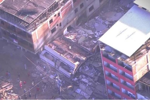 ▲ 리우시에서 지난 12일 일어난 주거용 건물 붕괴사고 현장. ⓒ 브라질 뉴스포털 UOL