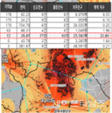 ▲ 빅데이터로 산불 취약 지역을 분석한 자료 ⓒ 행안부