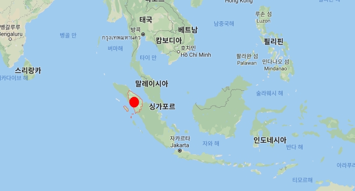 ▲ 인도네시아 우타라주(빨간색) ⓒ 구글 지도