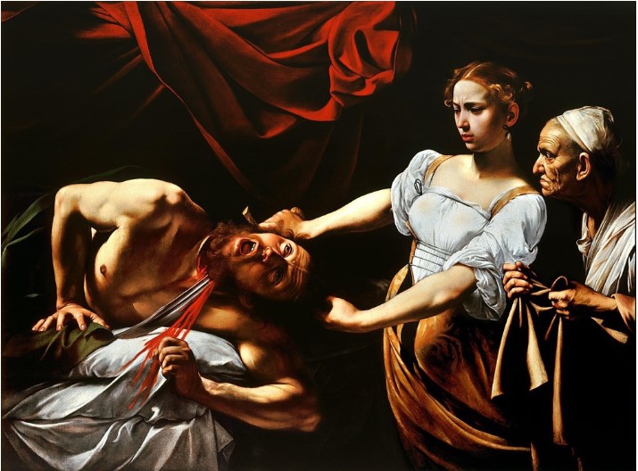 ▲ 카라바조, '홀로페르네스의 목을 치는 유디트(Judith Beheading Holofernes)', 1598~1599, 캔버스에 유채 ⓒ 베르베리니 궁전 국립고전회화관 소장