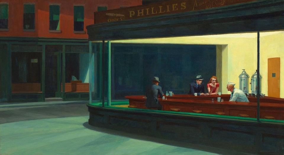 ▲ 에드워드 호퍼의 작품 '밤을 지새는 사람들(Nighthawks)' (1942·Oil on canvas·84×152.5㎝) ⓒ 미국 시카고 미술협회