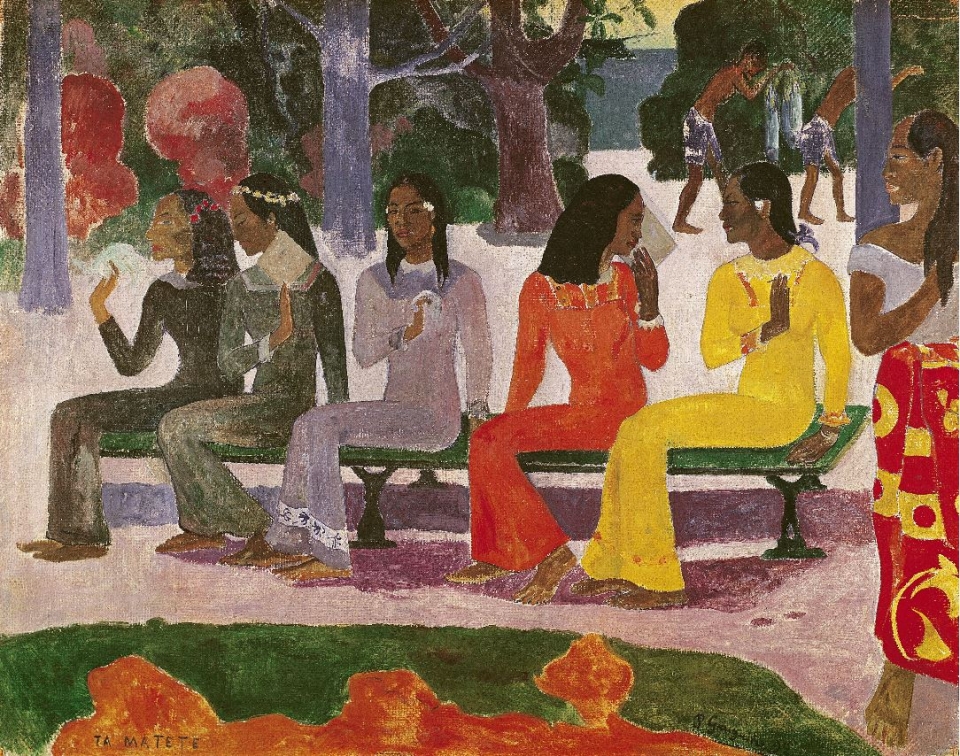 ▲ 폴 고갱(Paul Gauguin)의 작품 '시장(Ta Matete: We shall not go to market today)' (1892·캔버스에 유채· 73×92㎝) ⓒ Kuntmuseum Basel, 스위스