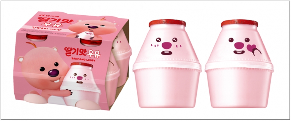 ▲ 빙그레가 출시한 딸기맛우유 잔망루피 에디션. ⓒ 빙그레