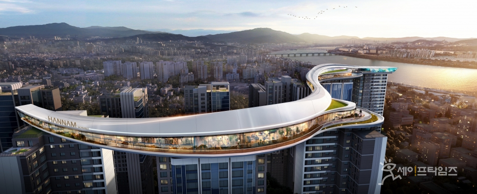 ▲ 한남2구역 한남써밋 스카이브릿지 투시도. ⓒ 대우건설