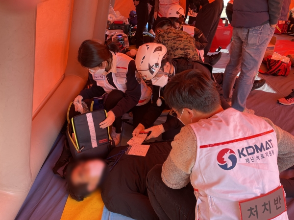 ▲ 가천대 재난의료팀이 구급대응훈련에 참가했다. ⓒ 가천대