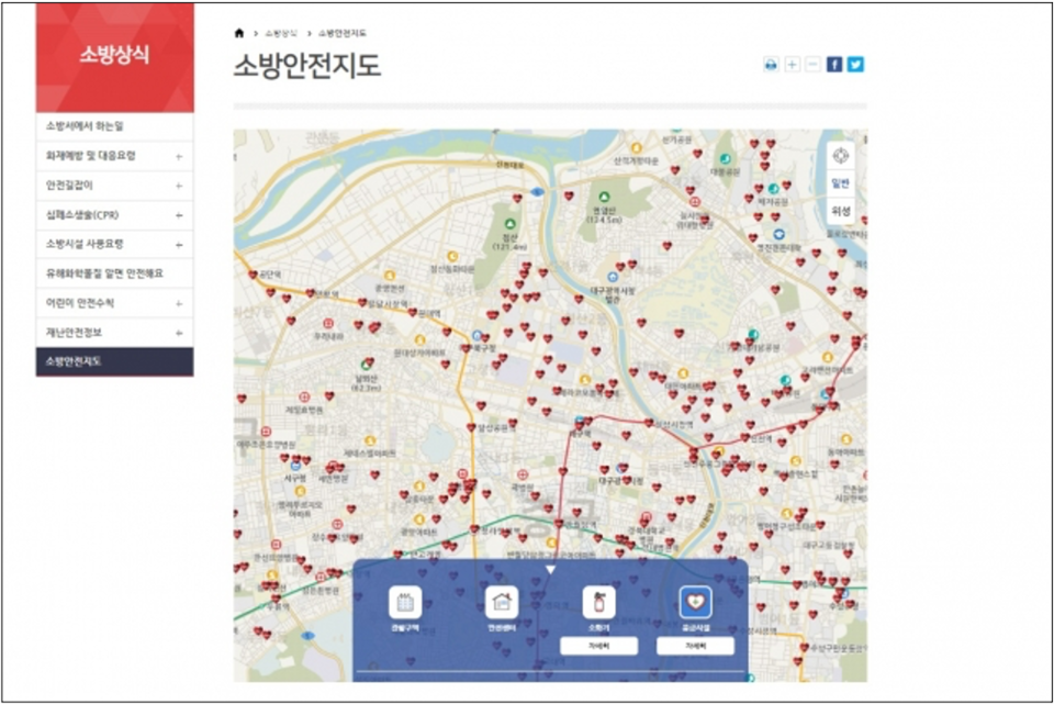 ▲ 대구소방안전본부가 구축한 소방안전지도. ⓒ 대구소방본부