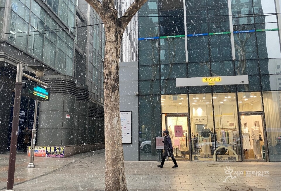 ▲ 서울 종로구에 눈이 내리고 있다. ⓒ 세이프타임즈
