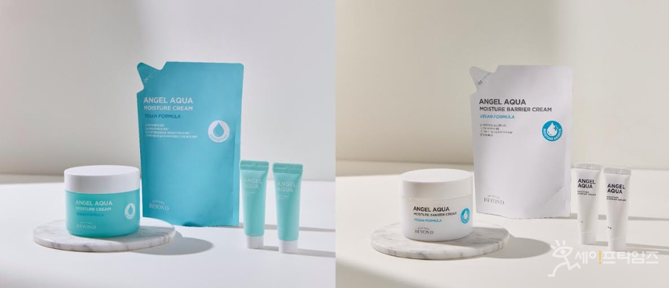 ▲ LG생활건강의 클린 뷰티 브랜드 비욘드가 엔젤 아쿠아 크림 2종 러브어스 에디션을 출시했다. ⓒ LG생활건강