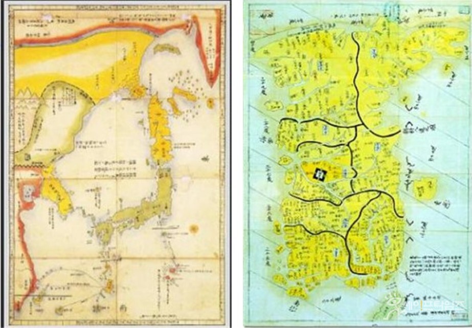  ▲ 울릉도와 독도가 일본영토가 아님을 보여주는 일본 삼국접양지도. ⓒ 국립중앙도서박물관