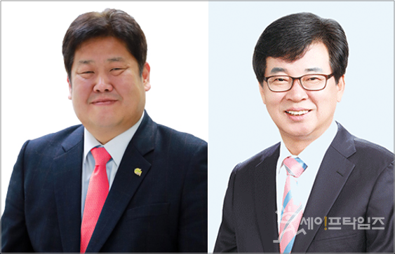 ▲ 이상호 강원 태백시장(왼쪽)과 김성 전남 장흥군수가 직무관련자들에게 자신의 은행 계좌번호가 적힌 직계가족 부고장·청첩장을 발송해 논란이 일고 있다. ⓒ 세이프타임즈