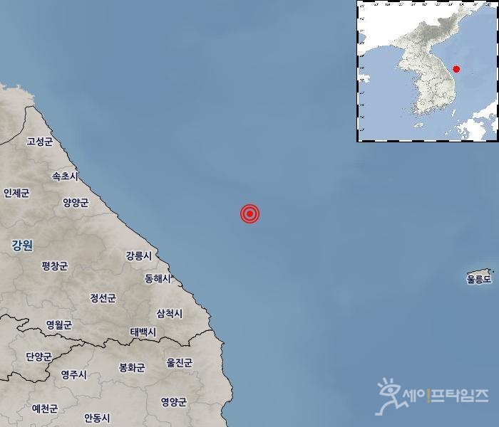 ▲ 강원 동해시 북동쪽 52㎞ 해역에서 4.5 지진이 발생했다. ⓒ 기상청 날씨누리