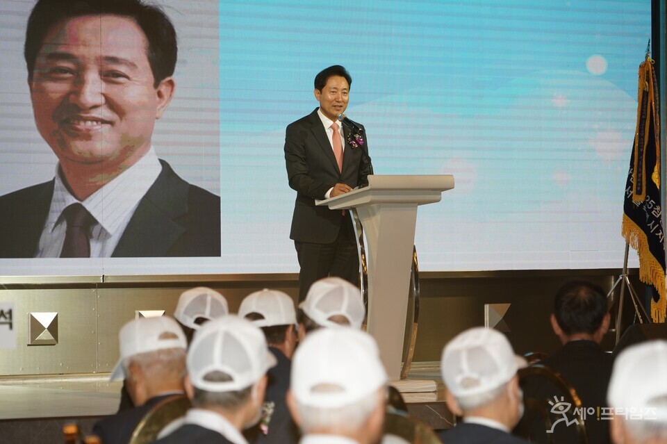 ▲ 오세훈 서울시장이 2023 호국영웅 감사위로연에 참석해 축사를 하고 있다. ⓒ 서울시