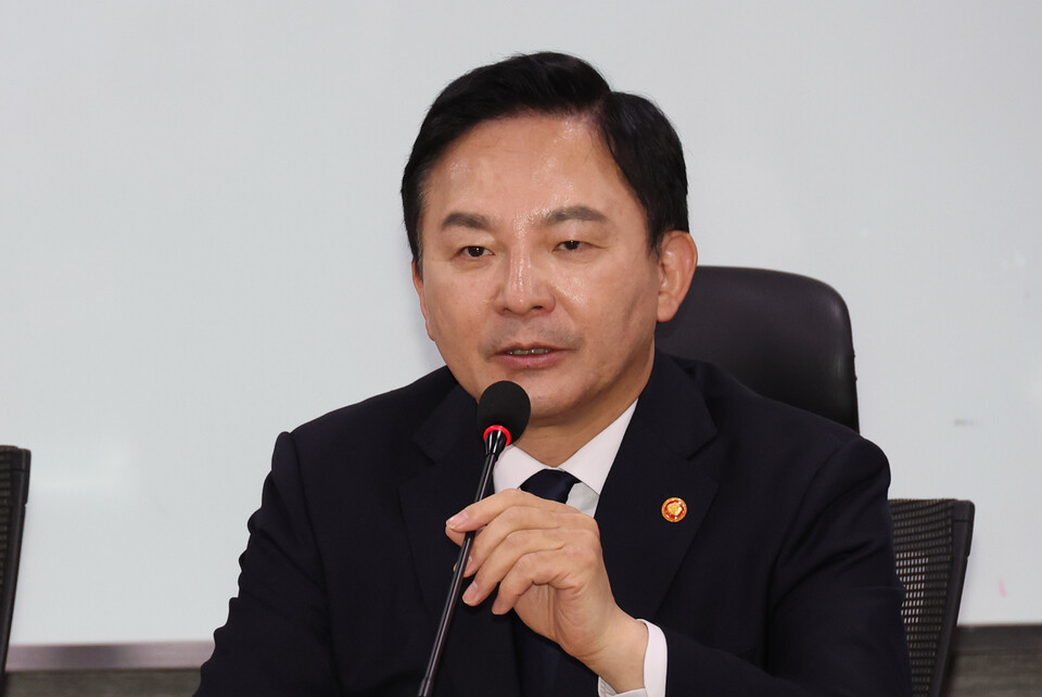 ▲ 원희룡 국토교통부 장관이 지난 6일 국회 의원회관에서 열린 서울~양평 고속도로에 대한 가짜뉴스 관련 국민의힘 국토교통위원회 실무 당정협의회에서 발언하고 있다. ⓒ 연합뉴스