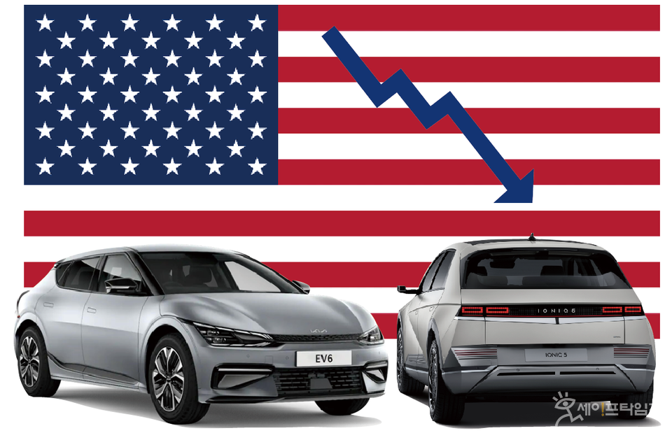 ▲ 올 상반기 미국 전기차 시장에서 기아 EV6(왼쪽)와 현대 아이오닉5의 점유율이 하락했다. ⓒ 세이프타임즈