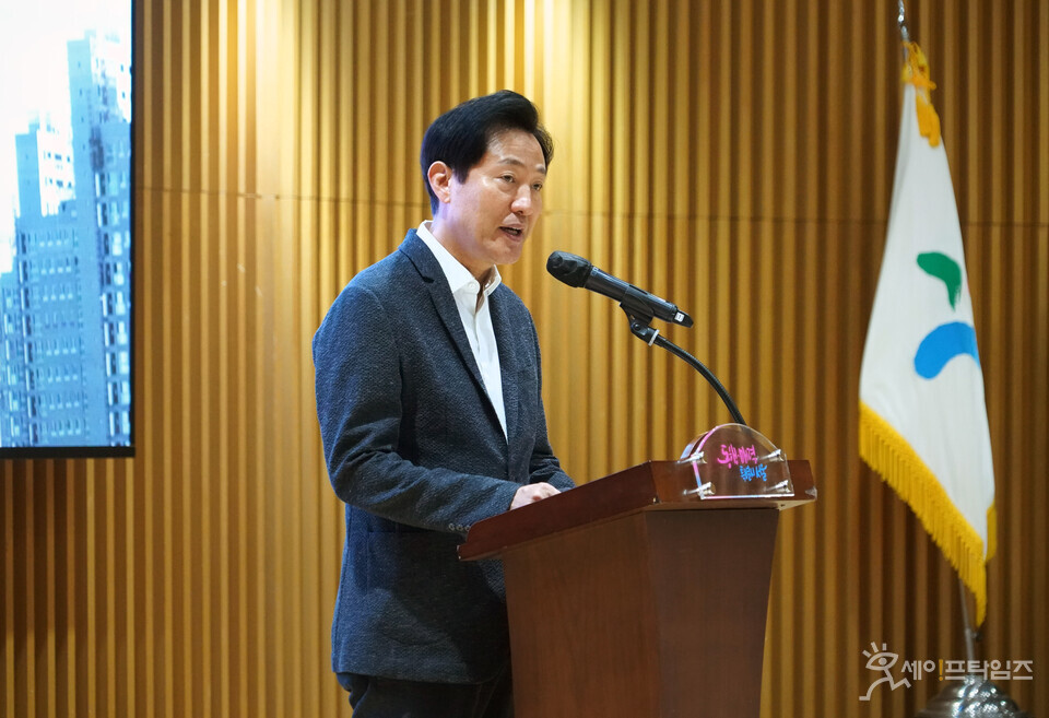 ▲ 오세훈 서울시장이 민간건설사 동영상 기록관리 설명회에서 발언하고 있다. ⓒ 서울시