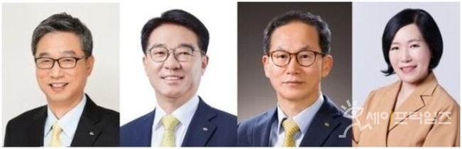▲ KB금융그룹 차기 회장 후보 6명 가운데 내부 인사 4명이 포함됐다. 왼쪽부터 허인·이동철·양종희 KB금융지주 부회장, 박정림 KB증권 대표. ⓒ KB금융