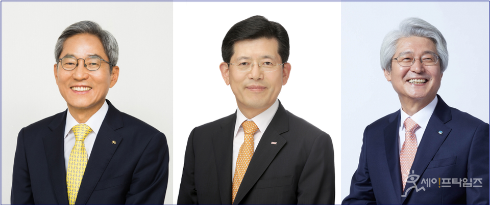 ▲ 윤종규 KB금융지주 회장(왼쪽)·빈대인 BNK금융지주 회장(가운데)·김태오 DGB금융지주 회장이 올해 국정감사 증인·참고인으로 소환될 것으로 전망된다. ⓒ KB·BNK·DGB