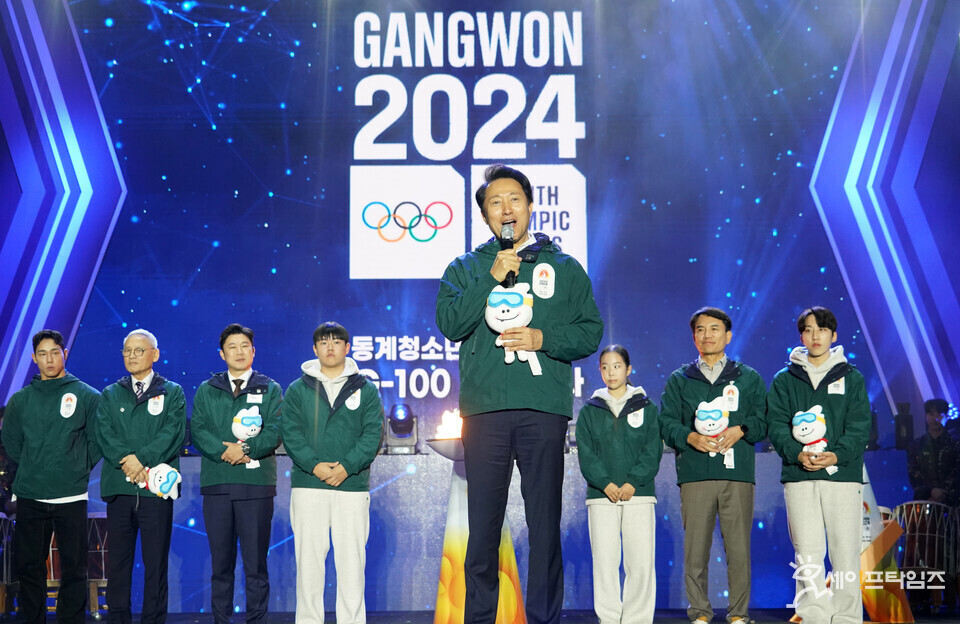 ▲ 오세훈 서울시장이 아시아 최초로 우리나라에서 열리는 2024 강원 동계청소년올림픽 G-100 기념행사에서 인사말을 하고 있다. ⓒ 서울시