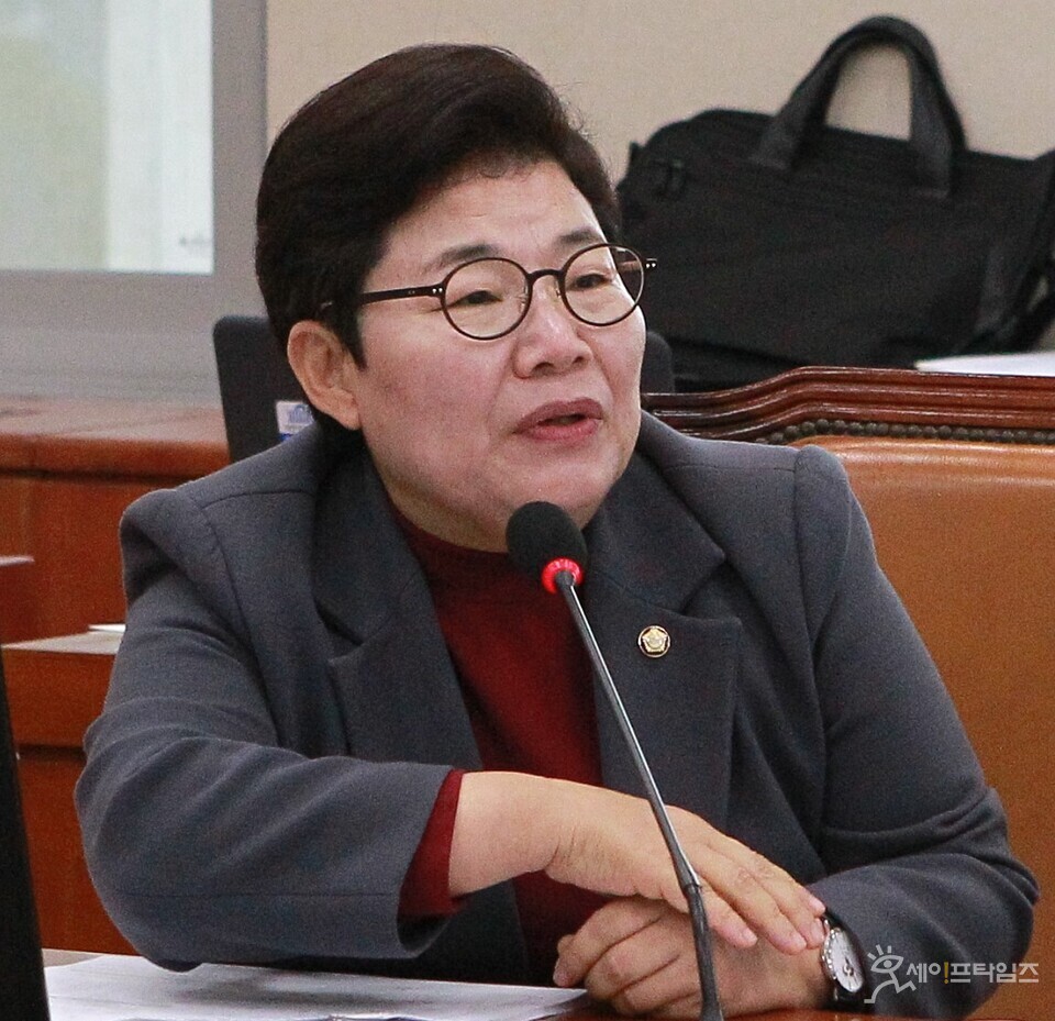 ▲ 임이자 국민의힘 의원이 19일 국회 본관에서 열린 국정감사에서 질의하고 있다. ⓒ 김주헌 기자