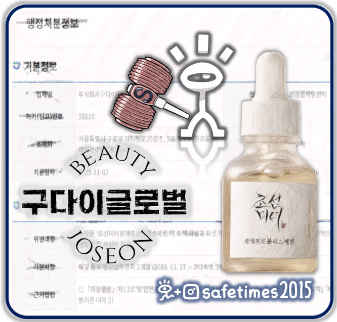 ▲ 구다이글로벌의 국내 뷰티 브랜드 조선미녀 광채프로폴리스세럼이 소비자가 잘못 인식할 우려가 있는 과장광고를 진행하다 식품의약품안전처로부터 광고정지 2개월 처분을 받았다. ⓒ 세이프타임즈