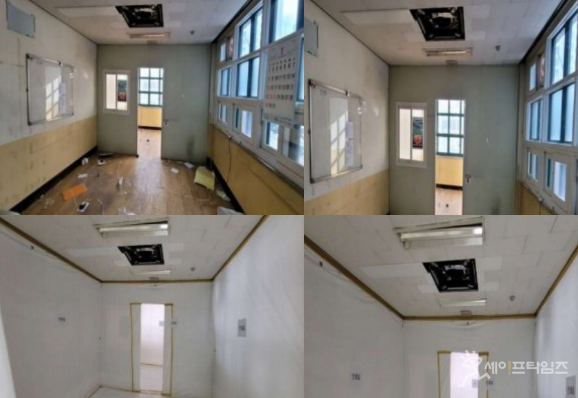 ▲ 석면해체 공사를 하고 있는 서울 성북구의 한 초등학교. ⓒ 세이프타임즈DB