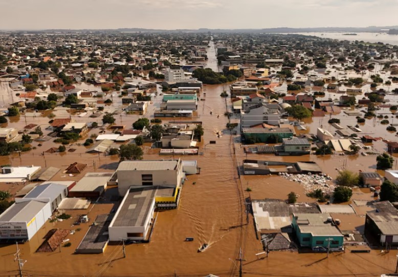 ▲ 브라질 남부 히우그란지두술주의 집들이 홍수로 물에 잠겨 있다. ⓒ 로이터 통신