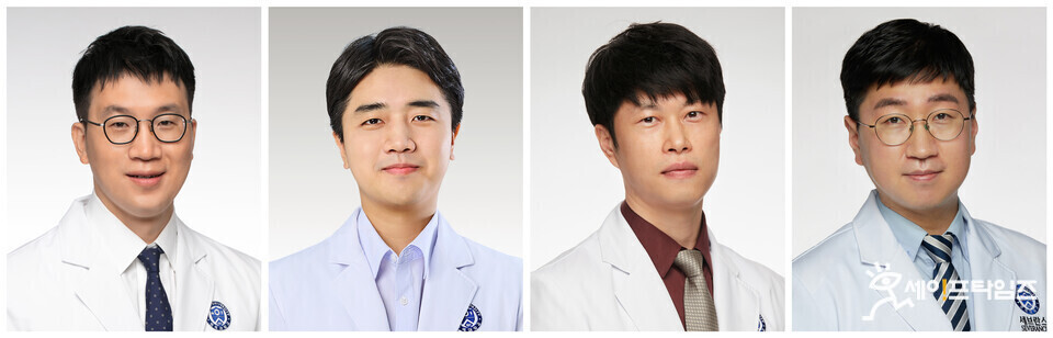 ▲ 연세대 강남세브란스병원 연구팀이 유전성 망막질환의 원인 유전자 진단을 획기적으로 높이는 진단법을 발표했다. 왼쪽부터 한진우·설동헌 강남세브란스병원 안과 교수, 이승태·원동주 세브란스병원 진단검사의학과 교수. ⓒ