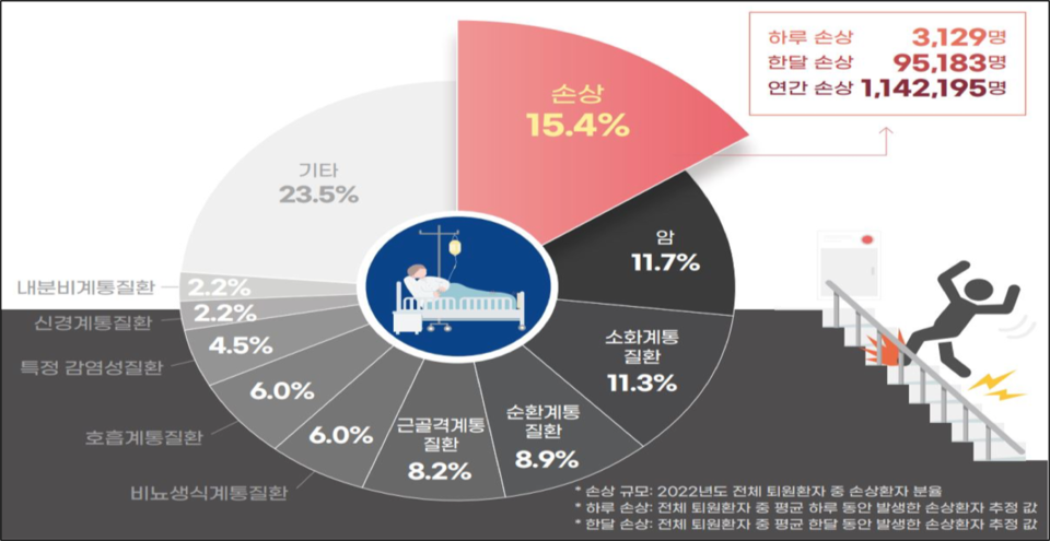 ▲ 2022년 질환별 전체 퇴원환자 비율. ⓒ 질병관리청