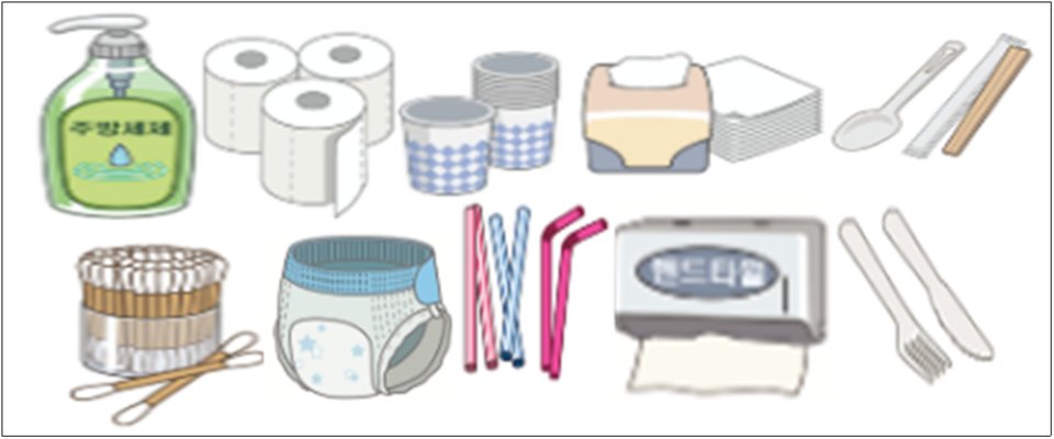 ▲ 생활에서 밀접하게 사용되는 주방세제·기저귀 등 위생용품들. ⓒ 식약처