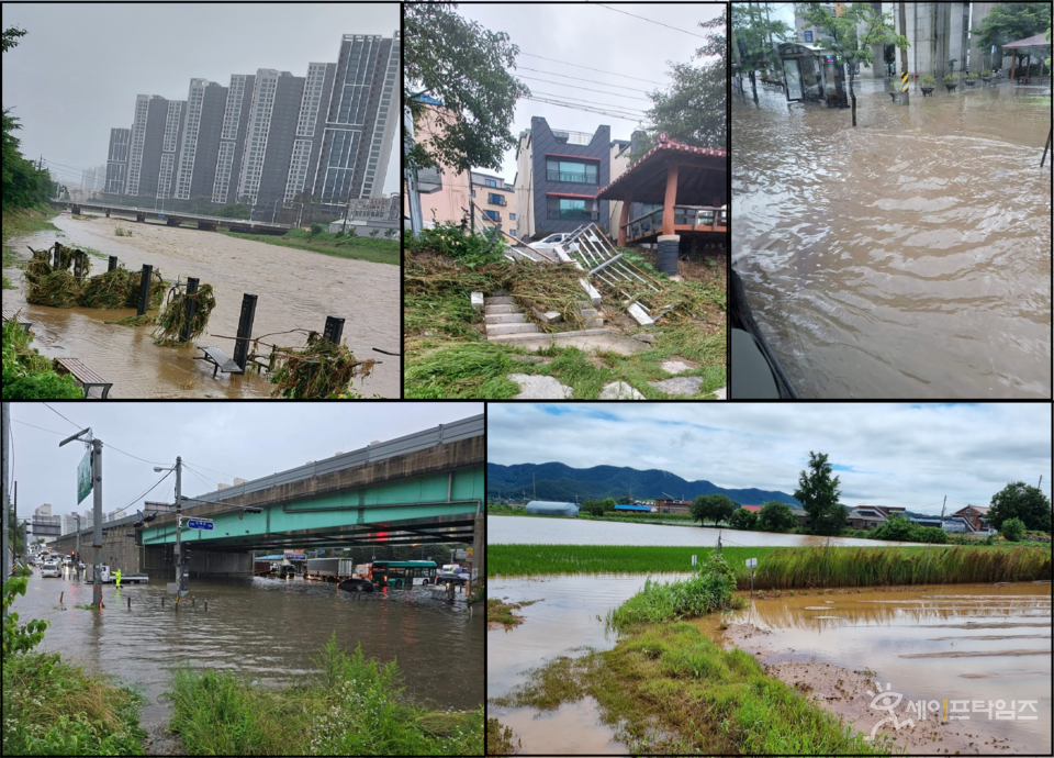▲ 수도권과 충청·강원 지역을 중심으로 내린 집중호우로 도로와 주택, 차량 등 침수 피해가 발생하고 있다. ⓒ 이동희·오선이 기자