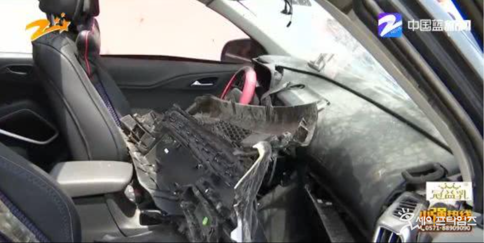 ▲ 베이징현대 ix35 차체의 앞면이 심하게 파손됐는데도 에어백이 작동하지 않아 탑승자 2명이 사망했다. ⓒ 중국남신문(中国蓝新闻)