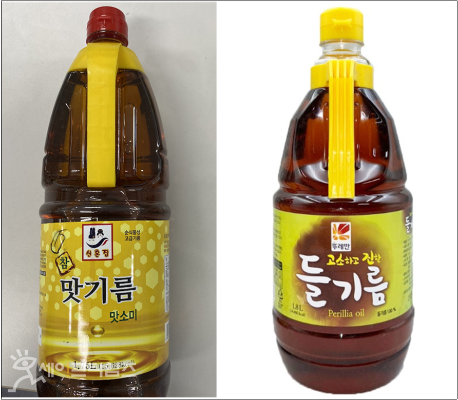 ▲ 식품의약품안전처는 뚜레반이 제조한 고소하고진한들기름(오늘쪽)과 청은에프엔비가 제조한 신혼집 맛기름에서 벤조피렌이 초과 검출돼 회수 조치하고 있다. ⓒ 식품안전나라