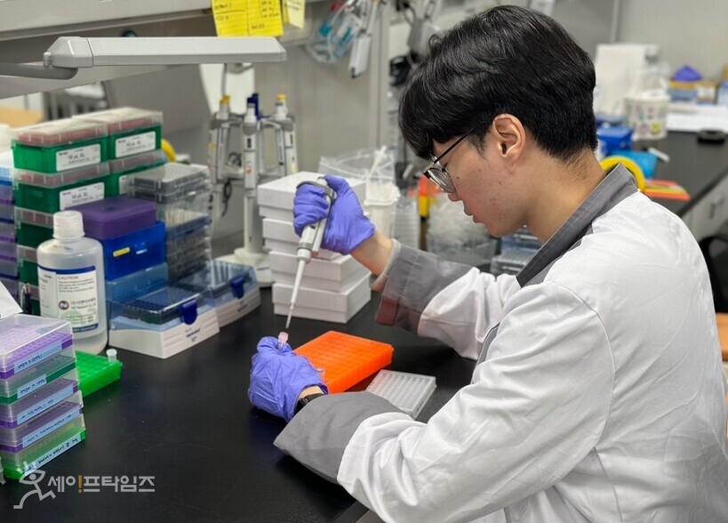 ▲ 축산물품질평가원 관계자가 시료 분석을 하고 있다. ⓒ 축산물품질평가원