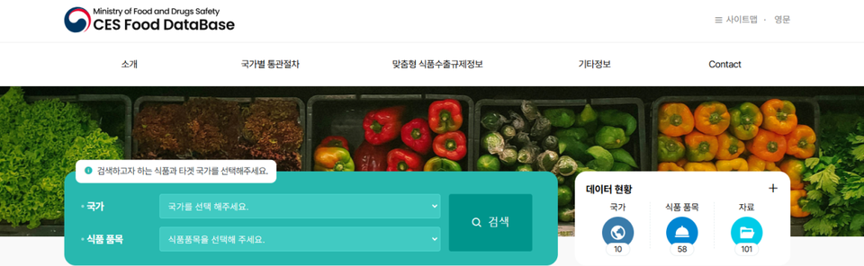 ▲ 글로벌 식품안전규제 정보시스템(CES Food DB). ⓒ 식약처