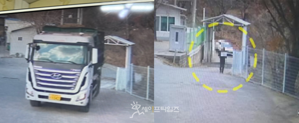 ▲ 고병원성 조류인플루엔자가 발생한 가금농장에서 농장 출입차량의 2단계 소독 미실시(왼쪽)와 농장 출입자의 대인소독 미실시(오른쪽) 등 기본적인 방역수칙을 준수하지 않고 있다. ⓒ 농식품부