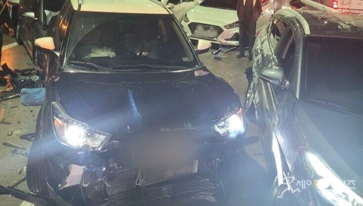 ▲ 강원도 원주시 만종교차로서 53대 추돌사고가 발생했다. ⓒ 세이프타임즈