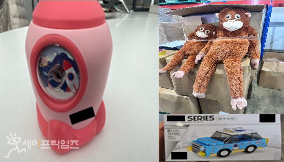 ▲ 학용품·완구 등 어린이 제품 신한기 통관단계 안전성 집중검사 결과 국내 안전기준을 준수하지 않은 불법·불량제품 사례. ⓒ 국표원