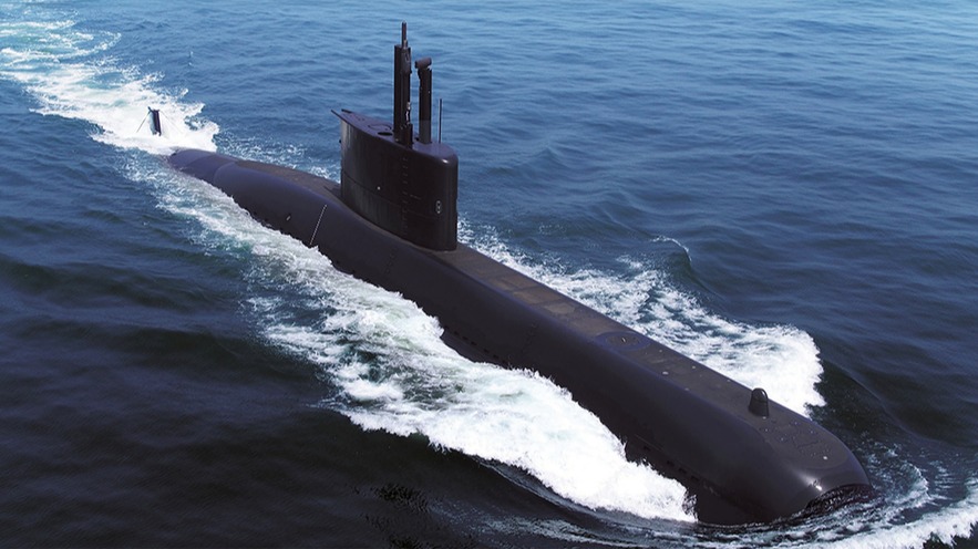 ▲ 한화오션이 수출형으로 소개하고 있는 1400톤급 잠수함. ⓒ 한화오션