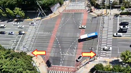 ▲ 한국도로교통공단이 새로운 기준에 따라 대구 동본리네거리 교차로에 횡단보도를 설치했다. ⓒ 경찰청