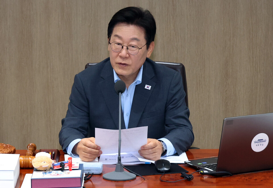 ▲ 이재명 대통령이 용산 대통령실에서 국무회의를 주재하고 있다. 이 대통령은 12일 국무회의에서 산재 근절을 재차 언급했다. ⓒ 연합뉴스