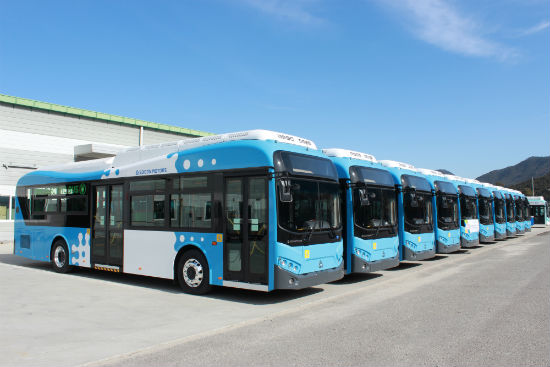 ▲ 수출을 위해 대기중인 중국산 전기 버스. ⓒ 박순장